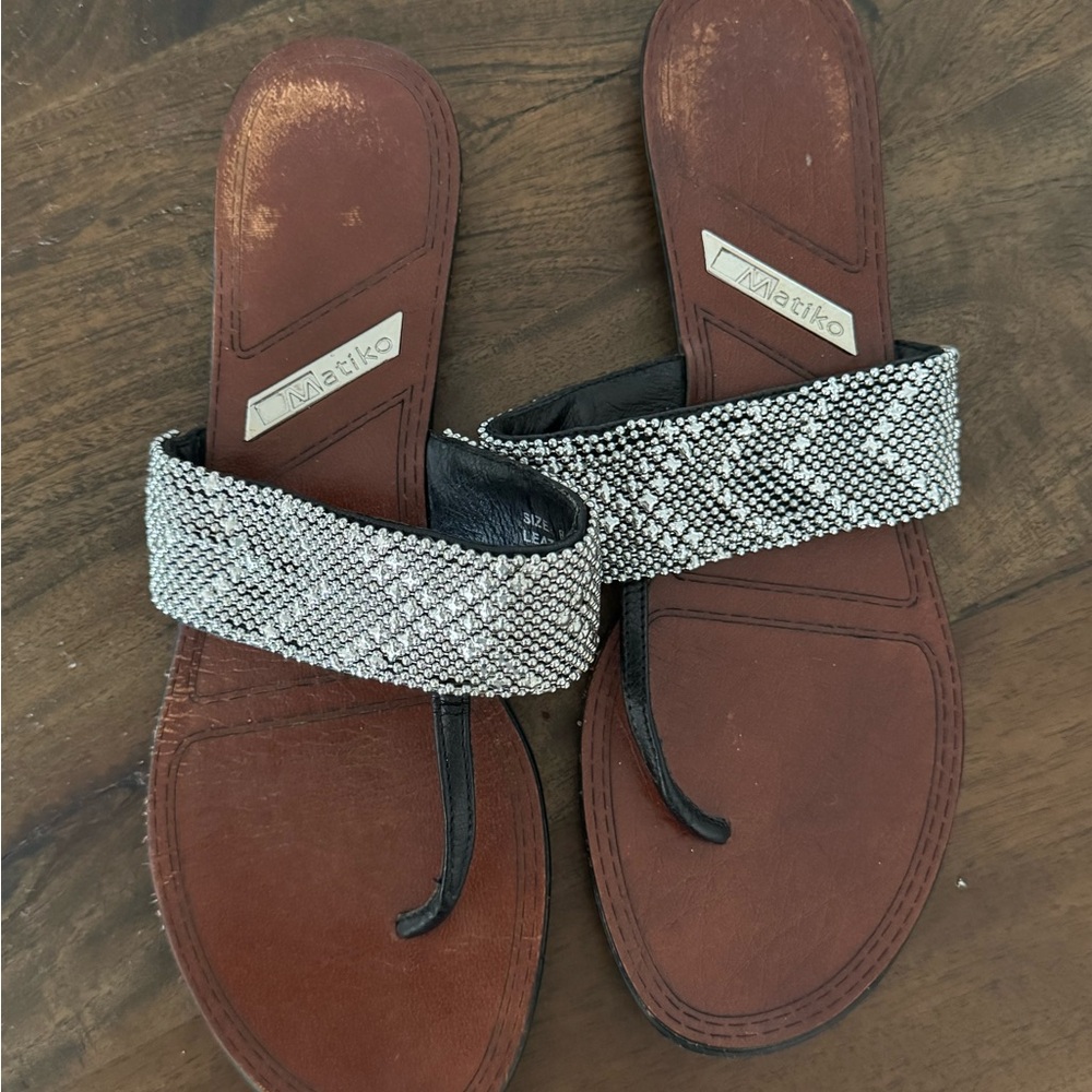 Silver Beaded Sandals
